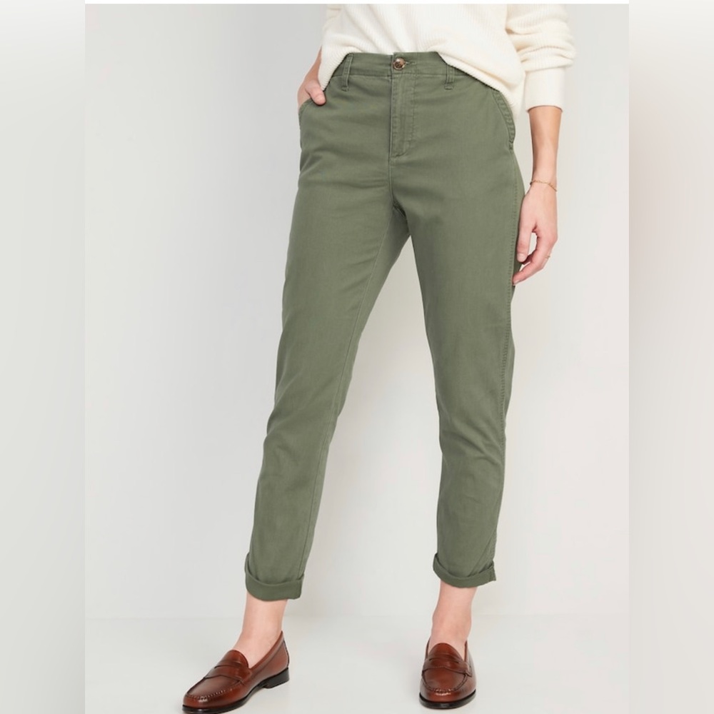High waisted Chino Pants- Alpine Green